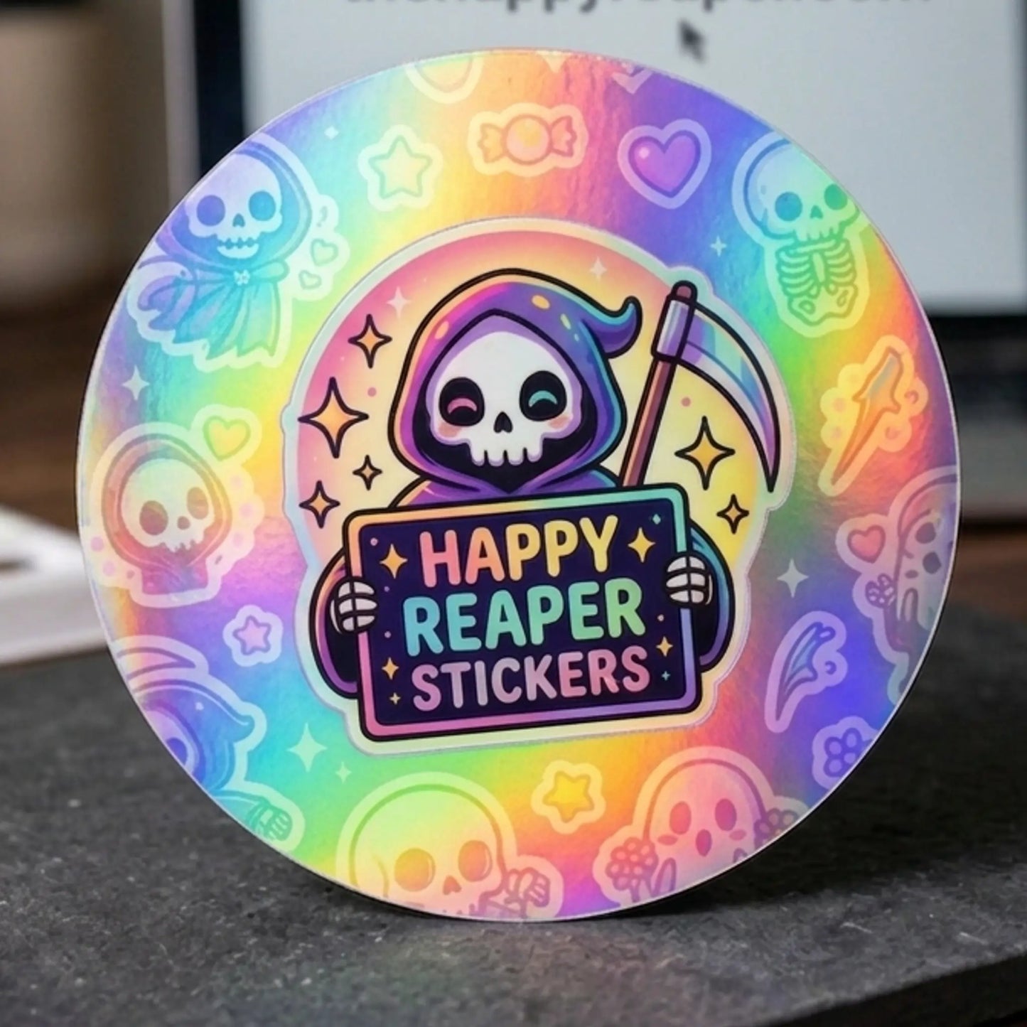 Rainbow Holographic Circle Stickers