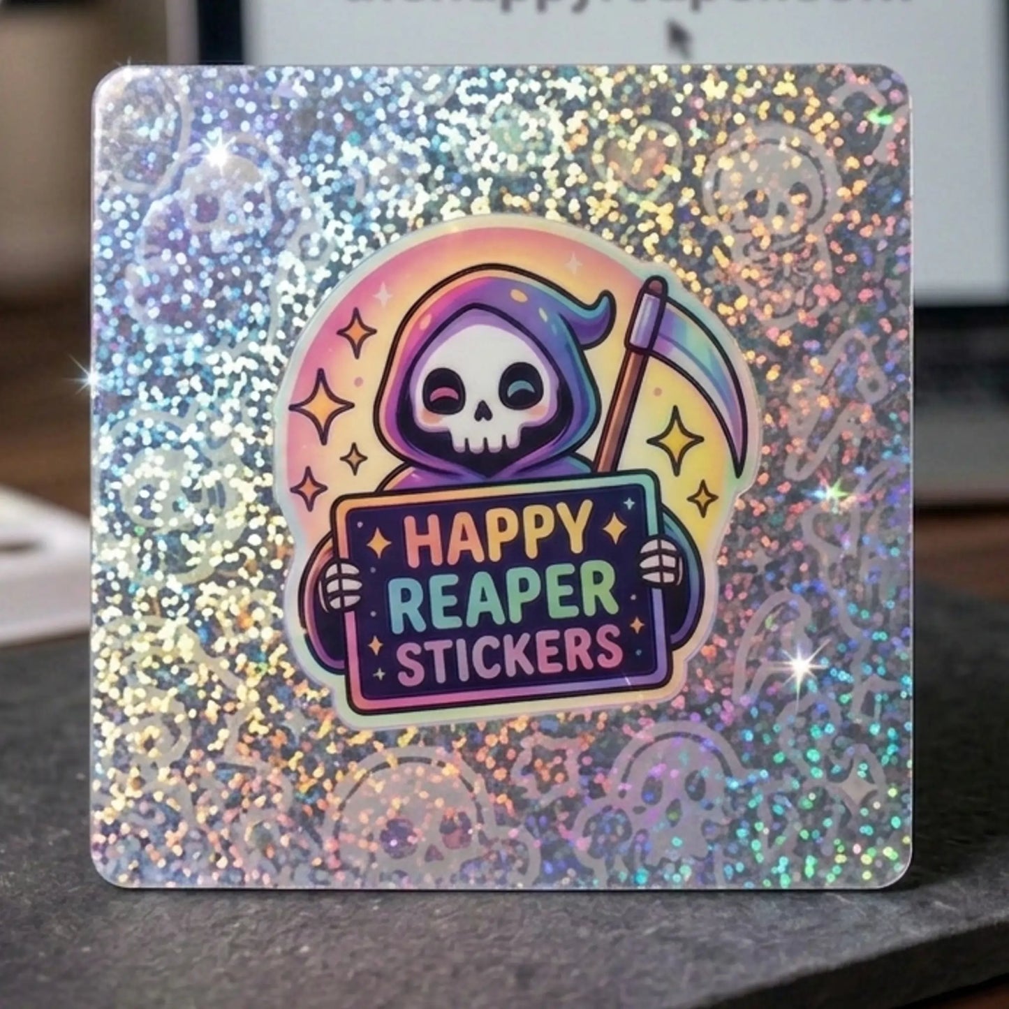 Sparkle Holographic Square Stickers