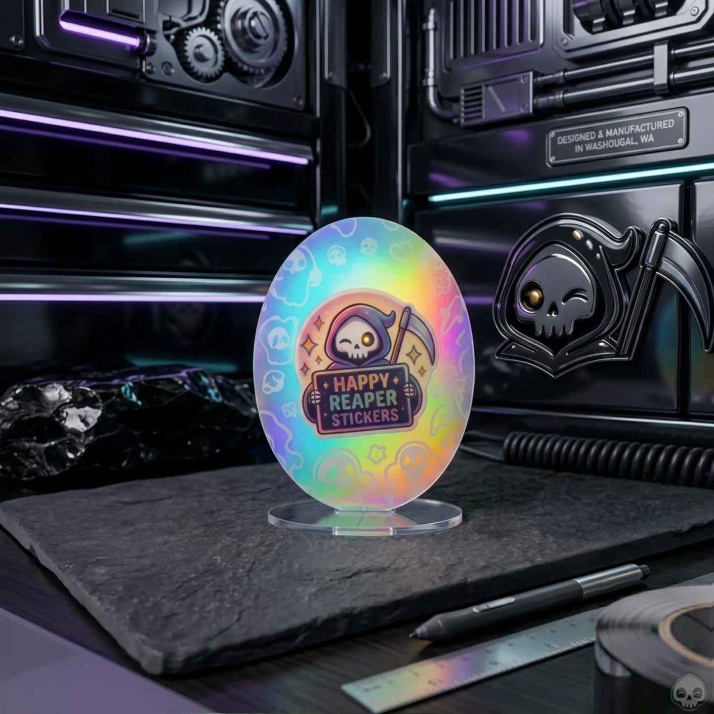Rainbow Holographic Oval Stickers
