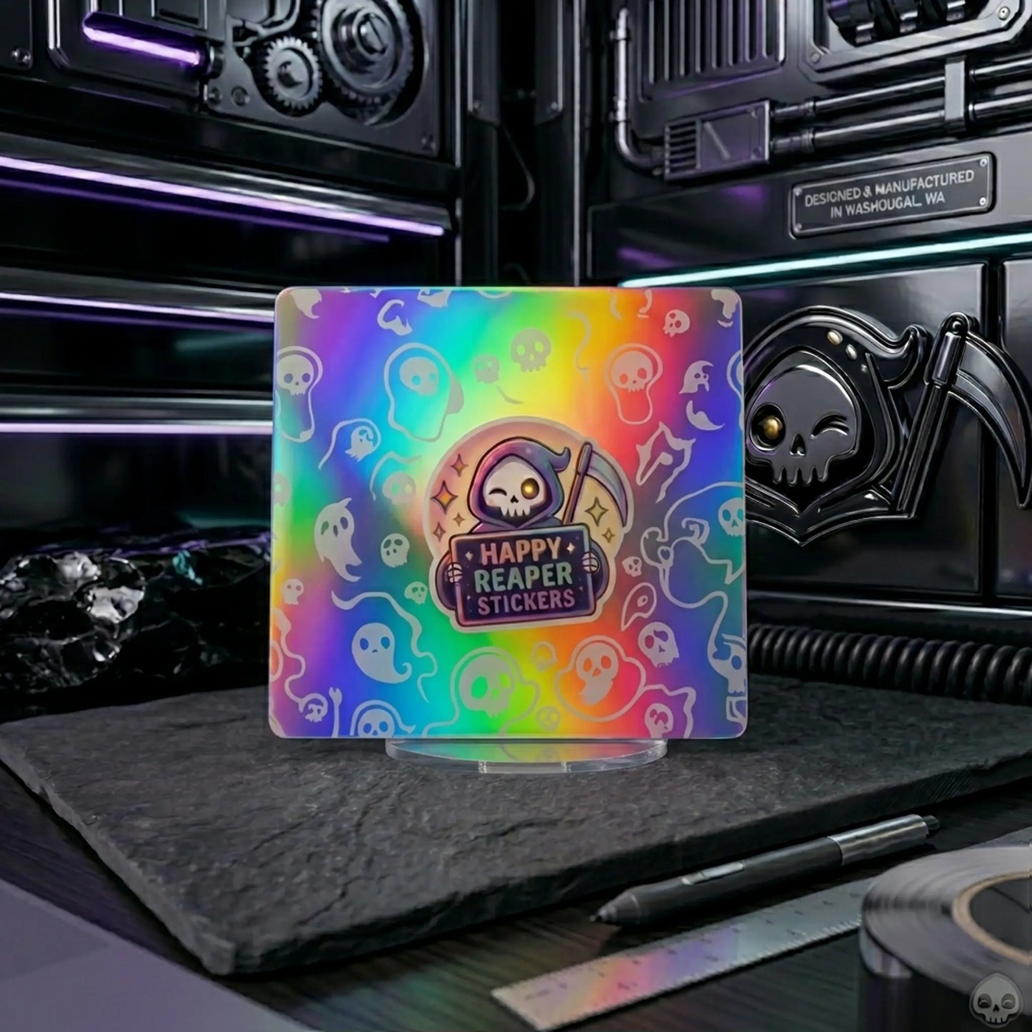 Rainbow Holographic Rectangle Stickers