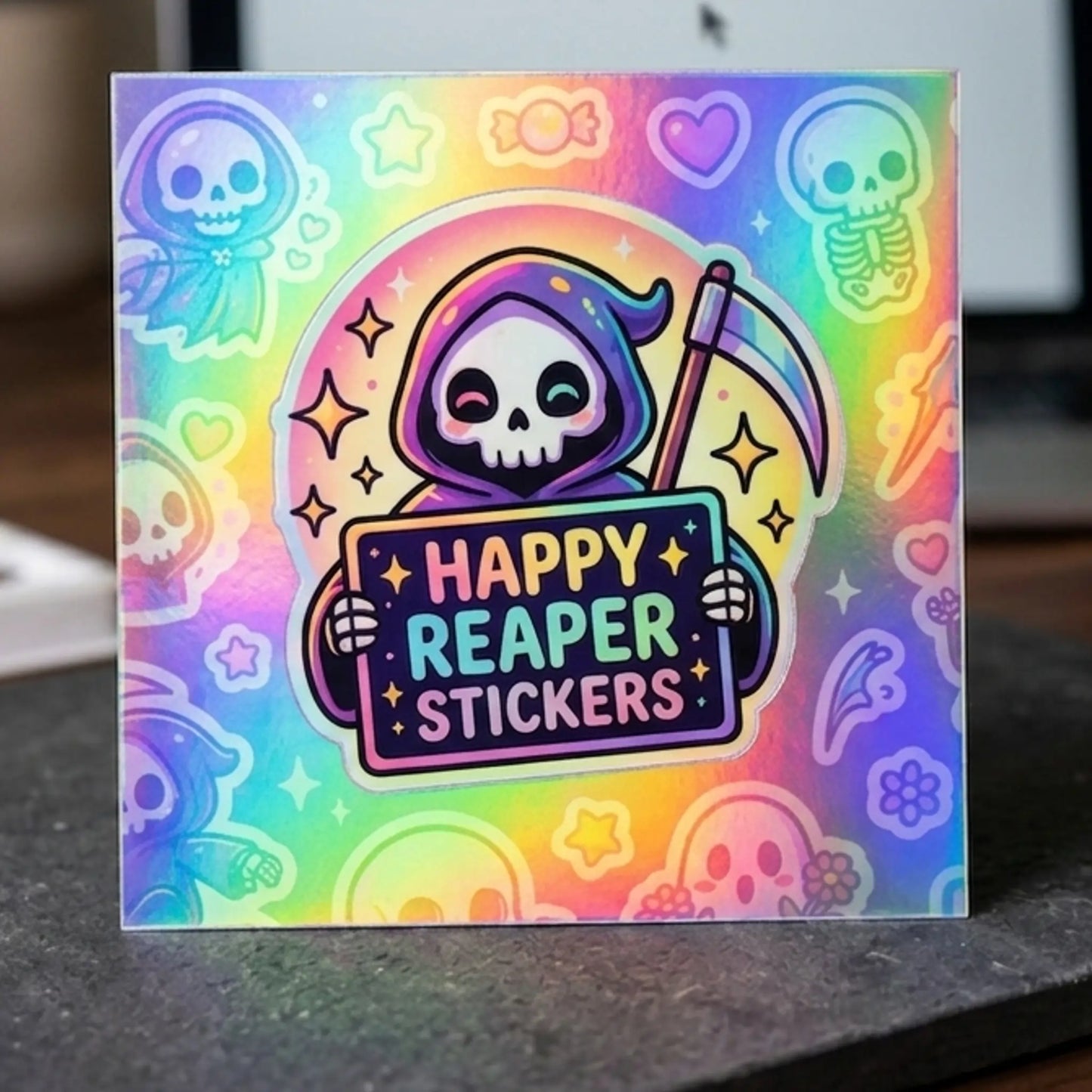Rainbow Holographic Square Stickers